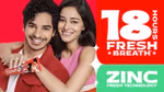 A couple embracing and holding a tube of Closeup toothpaste. The text reads: “18 hours fresh breath, zinc fresh technology”.